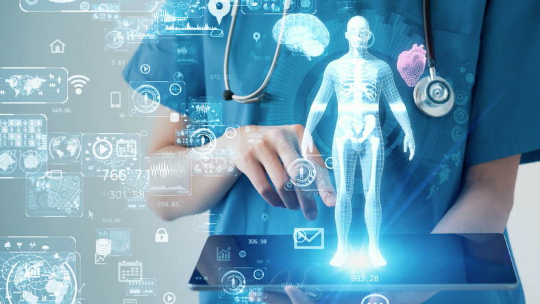 Medical technology concept. Remote medicine. Electronic medical record. How AI is improving the patient care journey